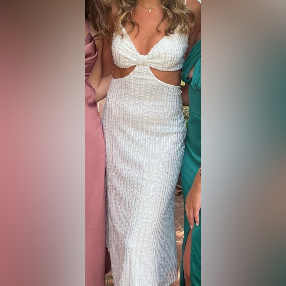Beaded, sequin white dress. Perfect for any formal
